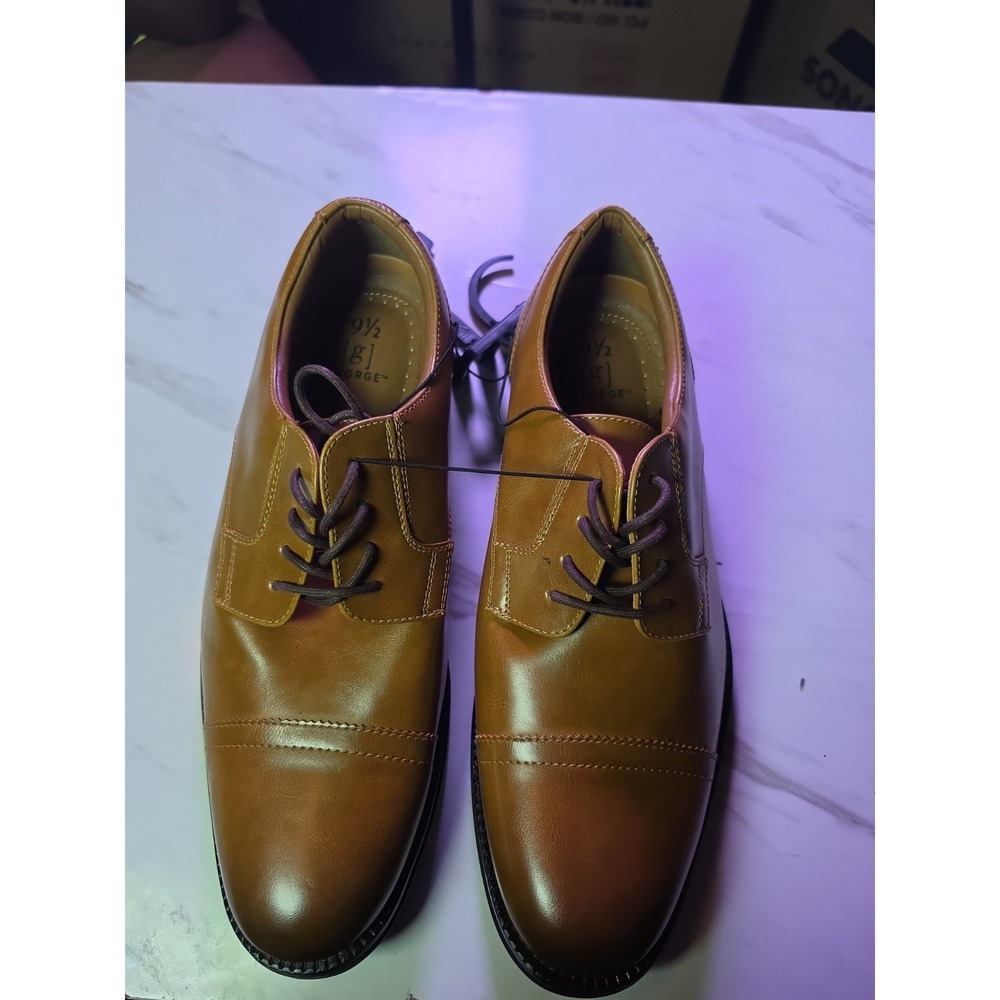 NEW George Branford Brown Oxford Dress Shoes Men‎ Size 9.5